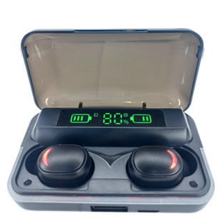 Fone de Ouvido E10 in-ear bluetooth sem fio TWS IPX4 Resistente à água e ao suor com case power bank E-10 Original Novo na Caixa, Academia e Esportes Preto