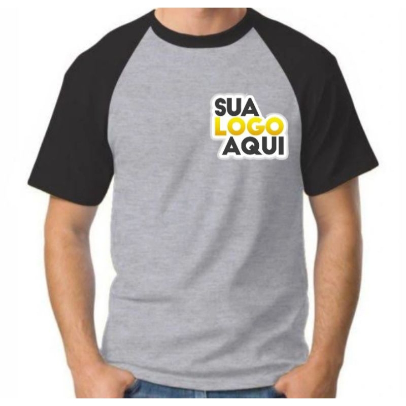 Kit 10 camisas raglan personalizadas com logo na frente e atrás ...