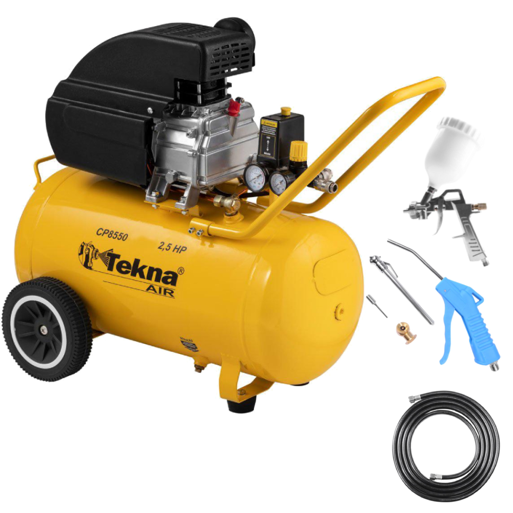 Compressor De Ar 50 Litros 2,5 Hp 8,5 Pés Cp8550 Tekna + Kit