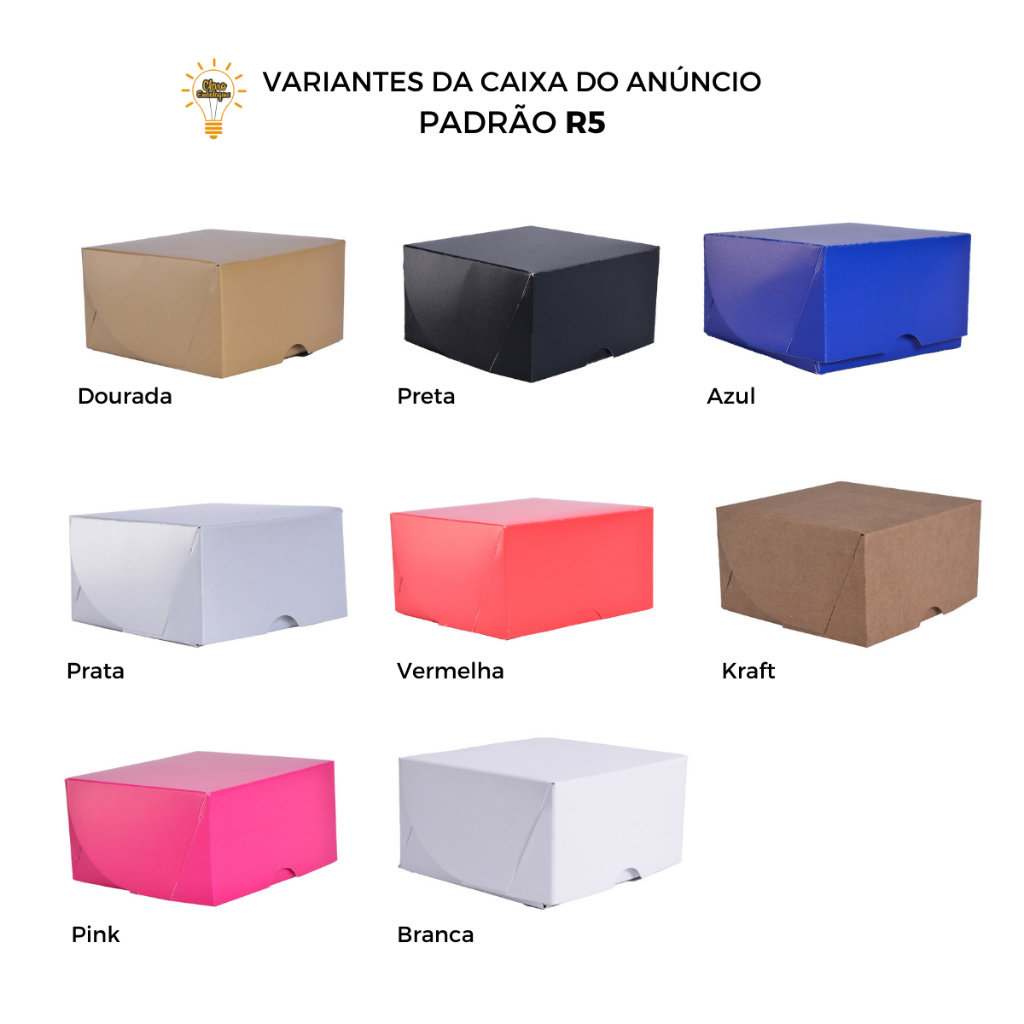 Caixa de Presente Cores Lisas R5 11x11x6 com 20 unidades