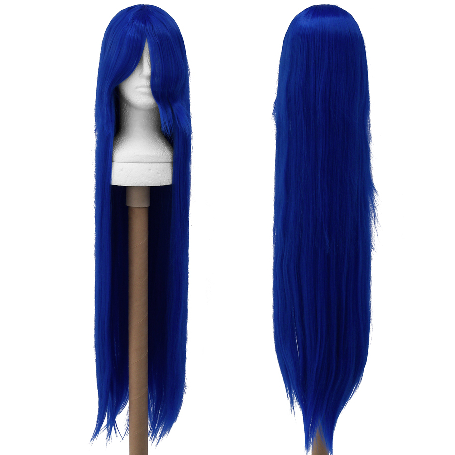 Peruca Cosplay Azul Royal Lisa Longa 100cm Konata Wendy - Pronta Entrega!!
