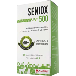 Avert Seniox 500 30 Cápsulas Ômega-3 Suplemento Cães Gatos