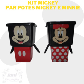 Kit com 4 potes Conjunto Mickey e Minnie Mouse