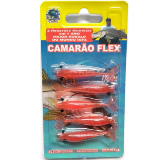 Isca Camarão Artificial Flex de 5,5cm - embalagem c/ 5 iscas
