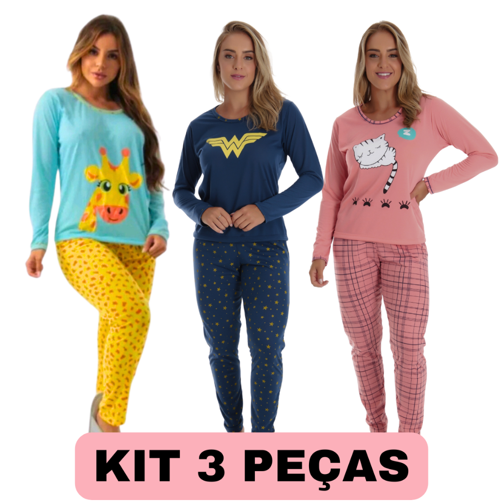 Raquel - Conjunto de Pijama de 3 Peças