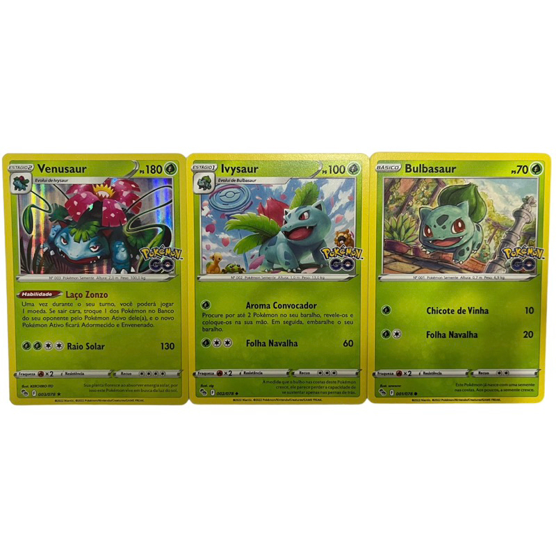 Cartas Pokémon Venusaur + Ivysaur + Bulbasaur | Shopee Brasil