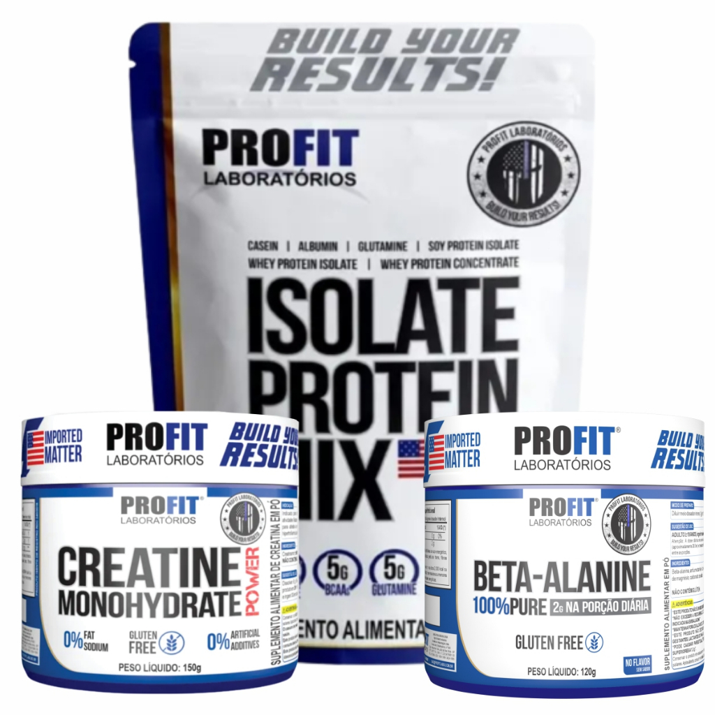 1x Whey Isolate Protein Mix 900g + 1x Creatina Monoidratada Power 150g + 1x  Beta Alanina 100% Pura 120g