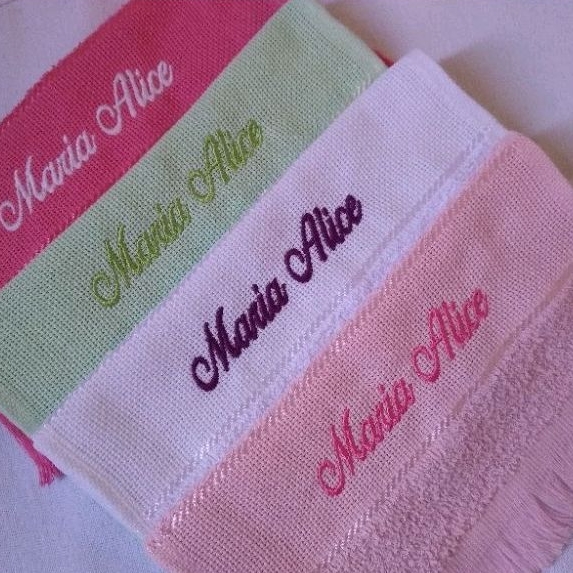 kit 4 toalhinhas bordadas, personalizadas, volta as aulas - lembrancinhas, kit higiene, toalhinha de boca