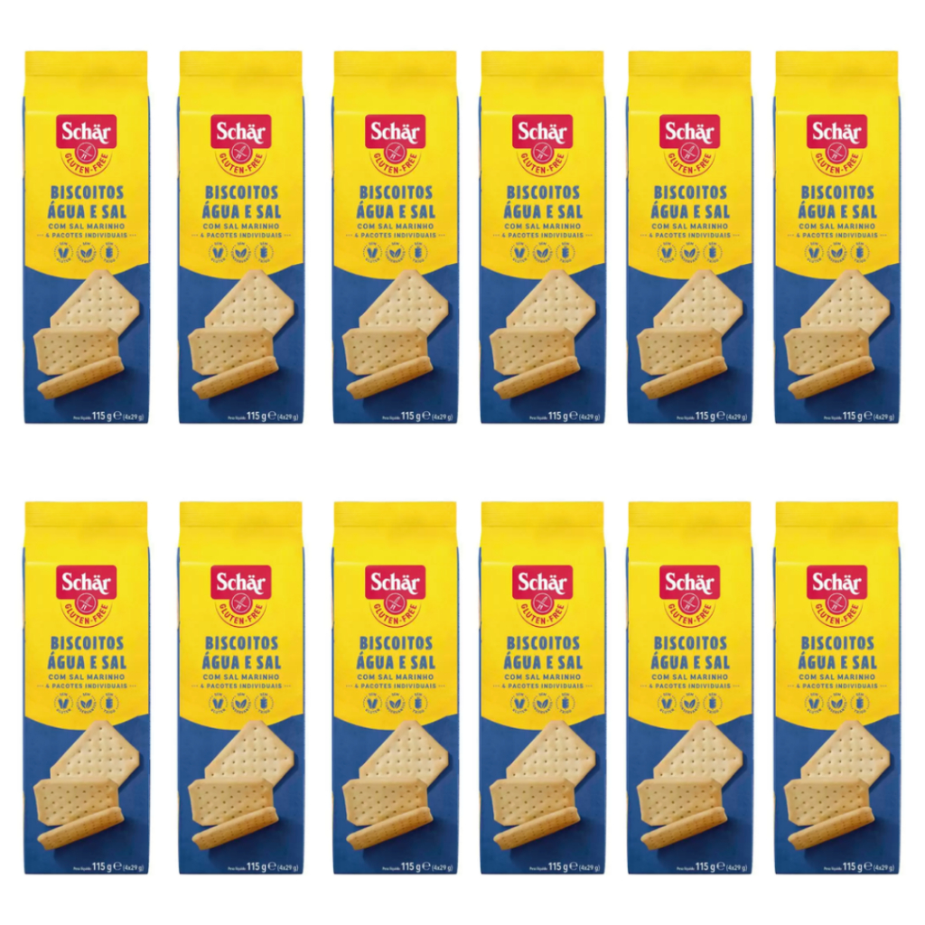 Kit 12 Biscoitos Snackers Água e Sal 115g Schar