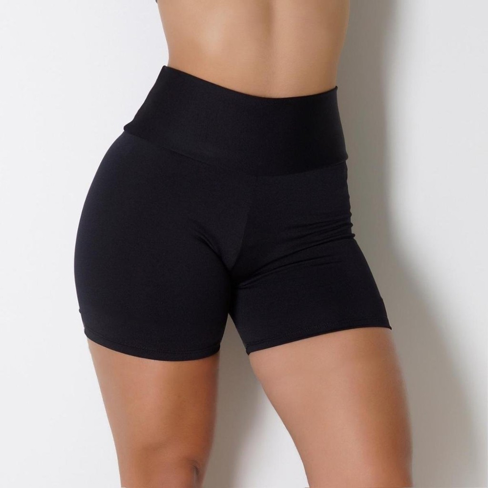 Shorts Cós Alto Zero Transparência Legging Curto Academia Tecido Grosso Cintura Alta Feminina Suplex Malha Grossa Fitness Short Mini Levanta Bumbum Treino Ótima Qualidade