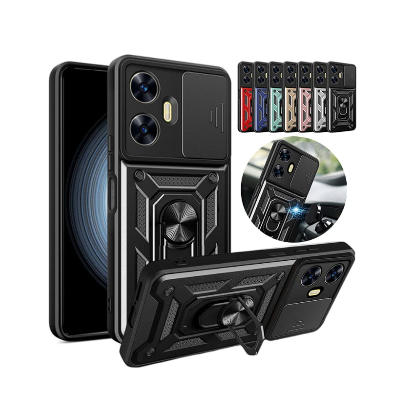 1 Capa Anti impacto ring LUXO PREMIUM para o REALME C55 4G - tela 6,72 polegadas.