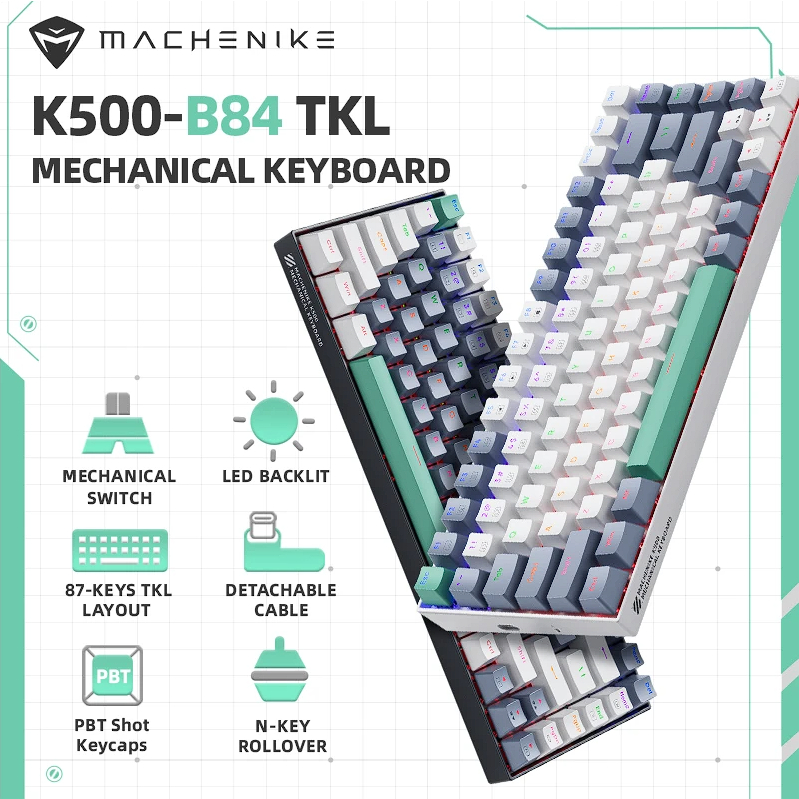 Teclado Mecânico Machenike K500 B84 Tkl 84 Teclas Rgb C/ Fio