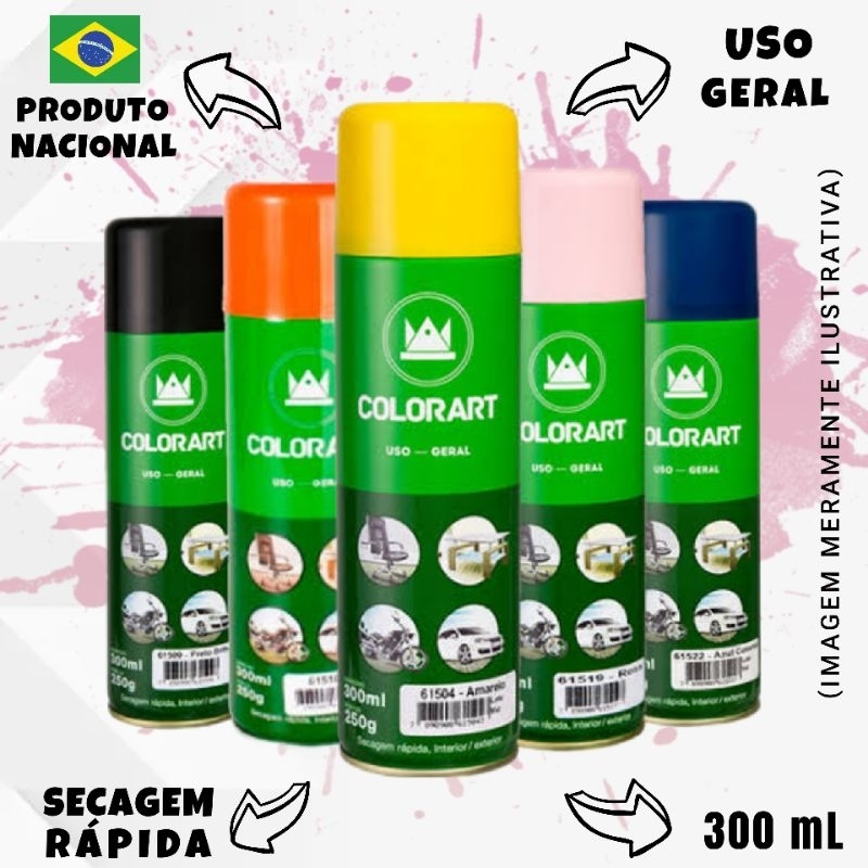 TINTA SPRAY DE USO GERAL COLORART (DIVERSAS CORES) 300 mL/250 g ...