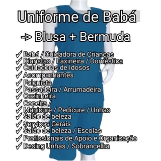 Uniforme de Babá, Diaristas, Acompanhante, Cuidadora, Empregada Doméstica, Limpeza, Faxina, Folguista, Manicure, MENOR PREÇO DA SHOPPE