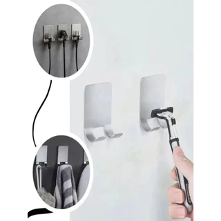 KIT 5 Suporte Barbeador Gancho Adesivo Multiuso Inox
