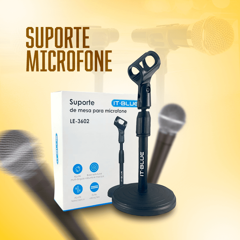 Suporte De Mesa Microfone Pedestal P/ Estúdio Youtube Rádio