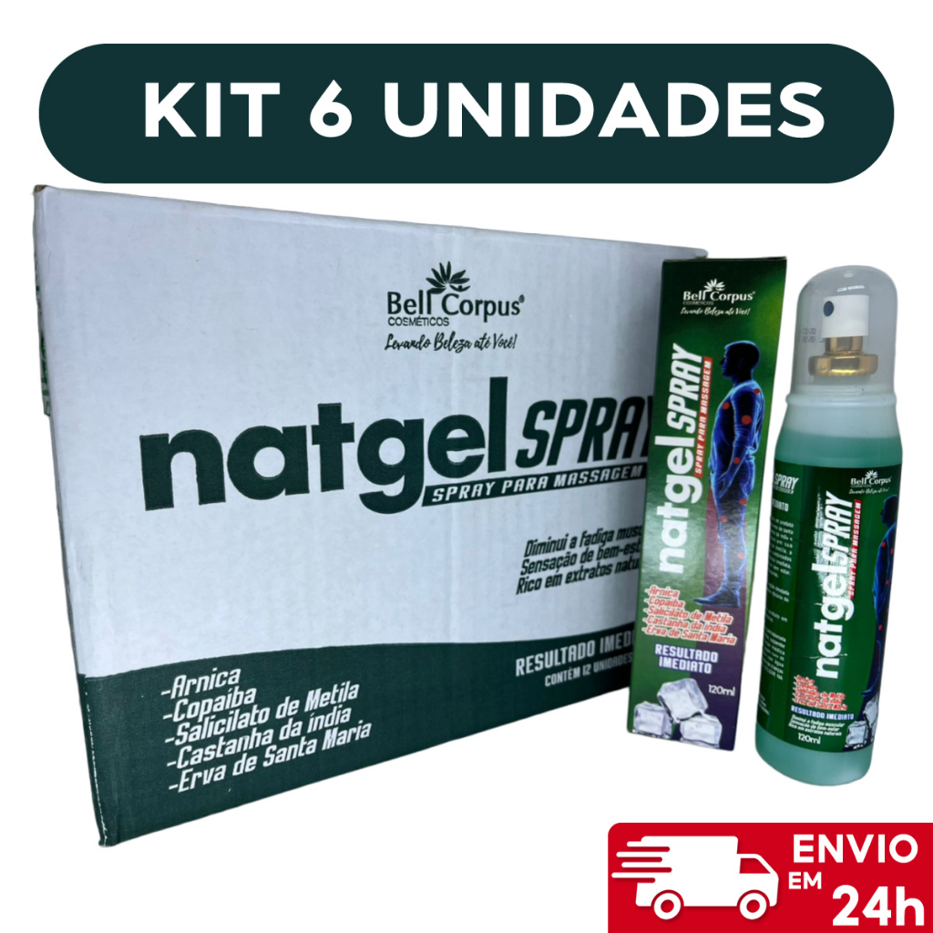 Kit 6 - Gel Massageador Natgel 120g Spray - Bell Corpus