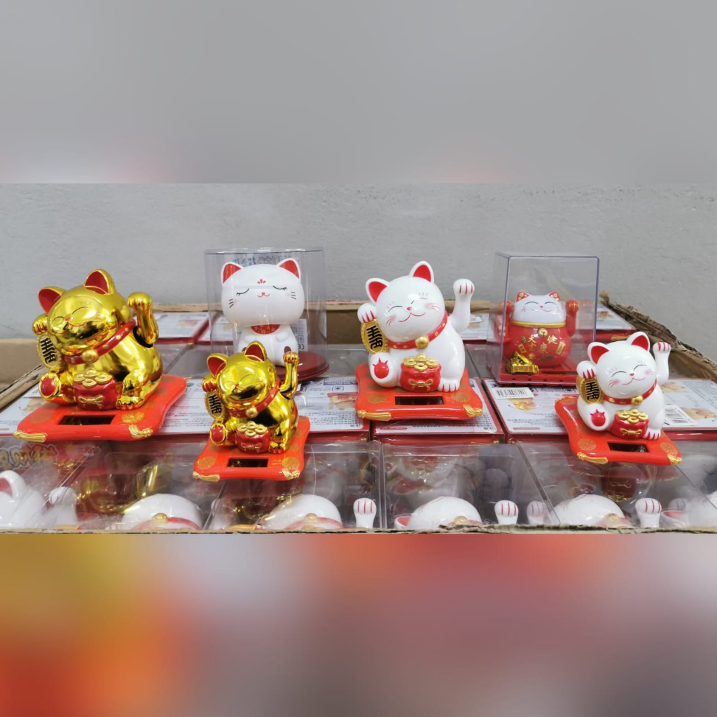 Gato da sorte japonês maneki neko automático de luz solar japonês/chinês