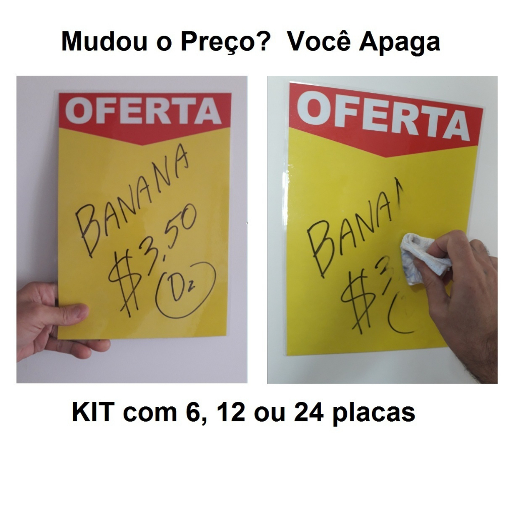 KIT Cartaz De Oferta - 6, 12 ou 24 placas - Pode Apagar