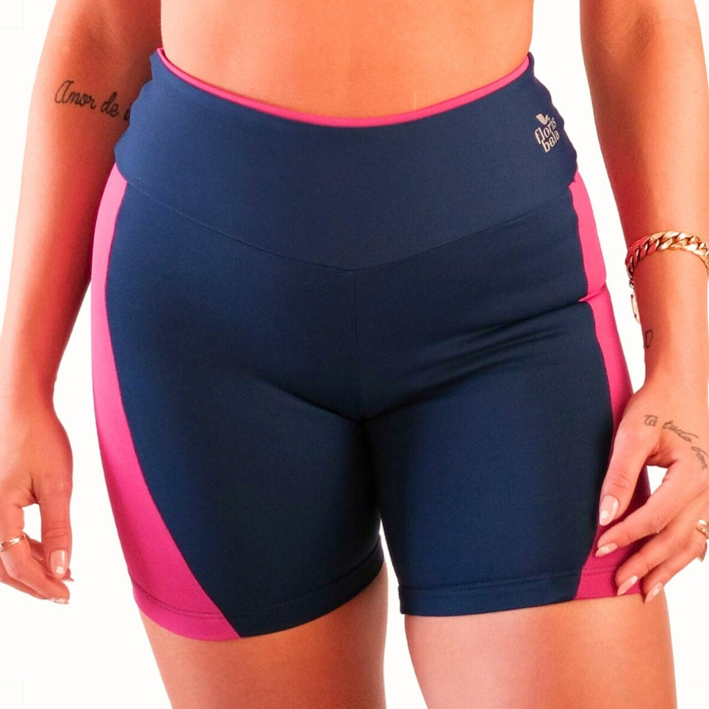 Short Legging Fitness Feminino Cintura Alta Tecido Grosso