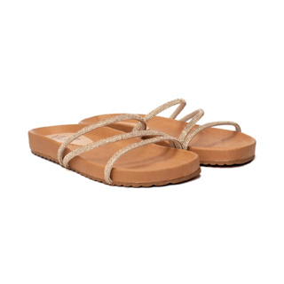 Sandália Papete Birken Strass Brilho Feminina Rasteirinha
