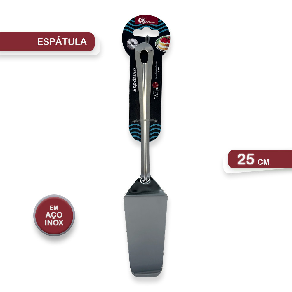 Espátula para Cortar Tortas Pães Bolos Espátula de Confeitaria em Aço Inox 25cm