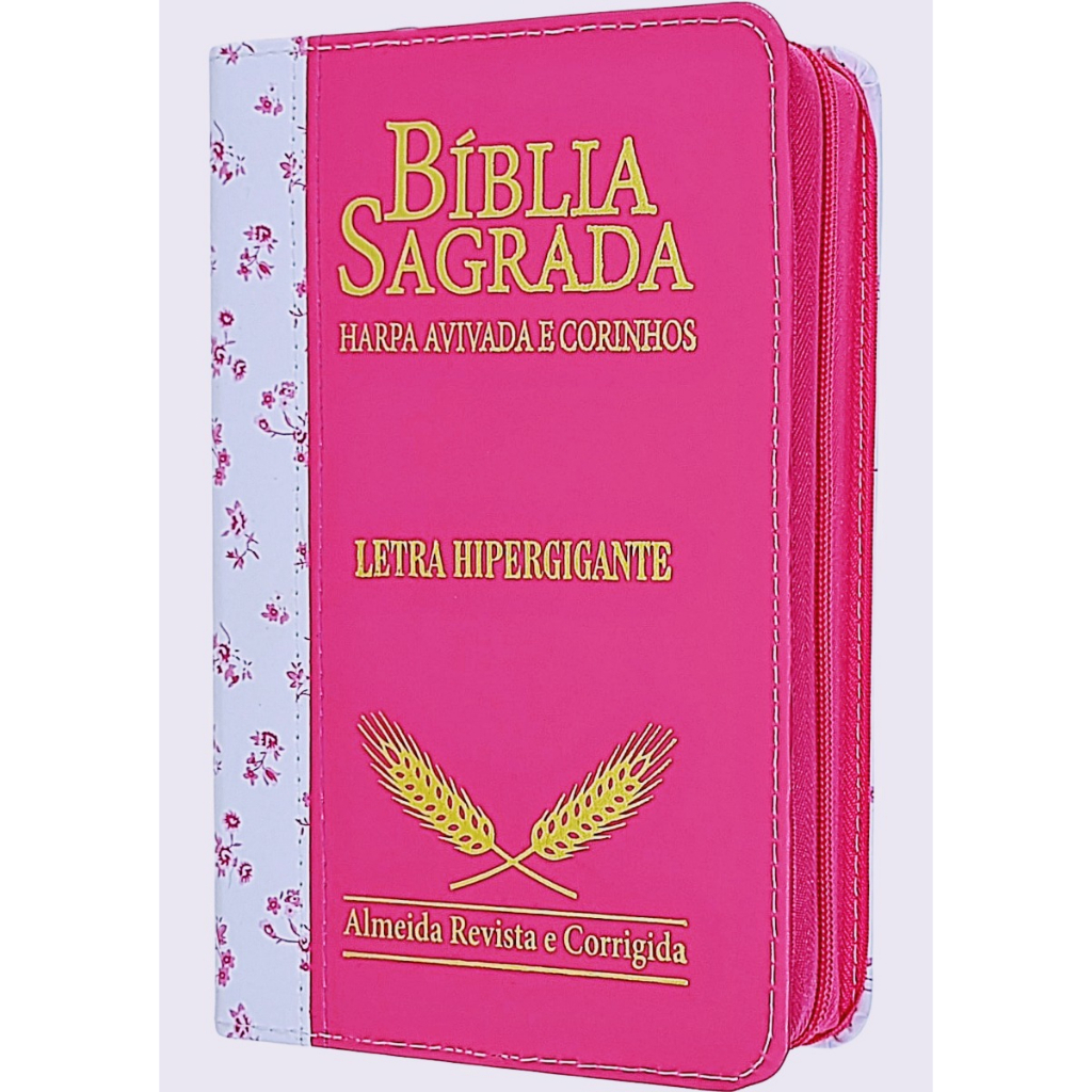 Bíblia Sagrada Letra Gigante com Harpa Feminina ziper | Shopee Brasil
