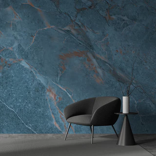 Papel de Parede Adesivo Mármore Luxuoso Azul Marinho Sala Cozinha Quarto Studio Escritorio 3D
