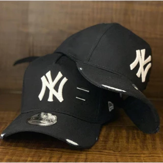 Bone NY Rasgado Destroyed Aba Curva Unissex Chapeu Fitão Casual