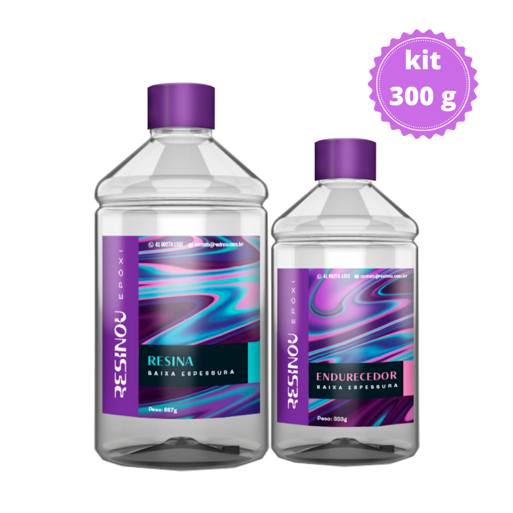 kit Resina Epoxi liquida baixa viscosidade - madeira mesas e artesanatos - 300 gramas