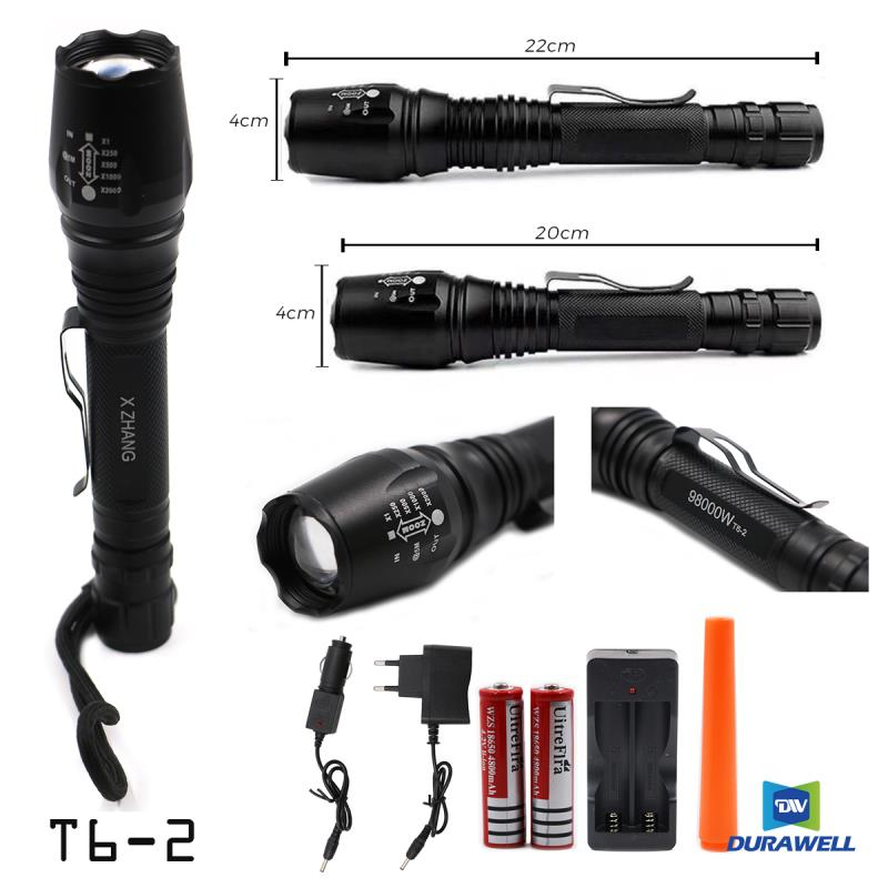 Lanterna 2 Bateria Tática Led T6 Police Potente Bastão