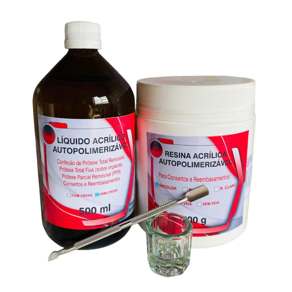 Resina Acrílica Autopolimerizável Pó + Liquido 500gr + 500ml | Shopee ...