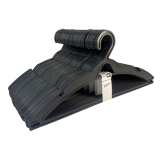Cabide Adulto Preto De Plástico - Kit 60 Cabides Para Roupas