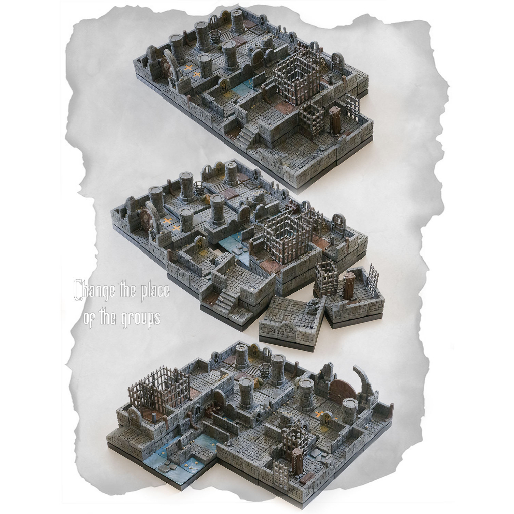 Blocos para RPG - Ground- Chão - Piso - D&D Masmorra RPG - Dungeon Blocks - impressão 3D