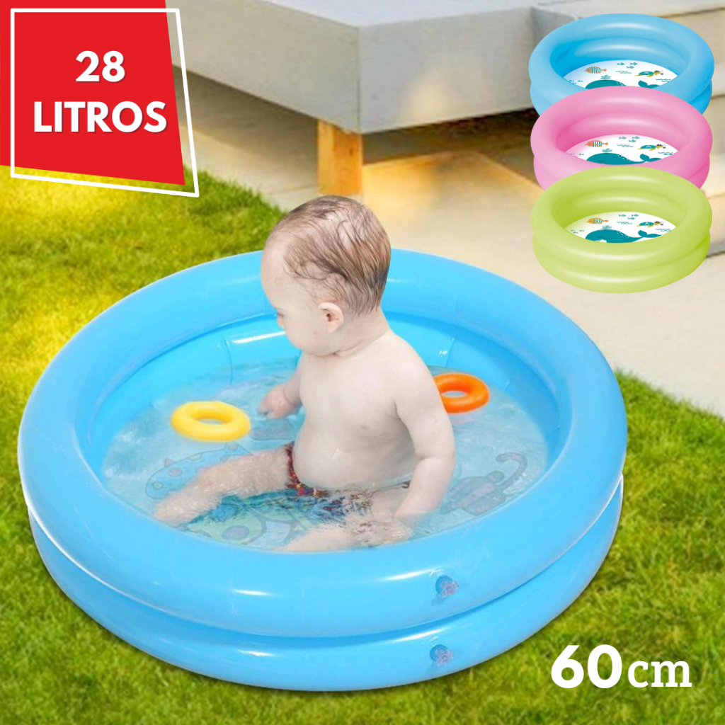 Piscina Infantil Inflável de 28 Litros Redonda Para Criança e Bebê ...