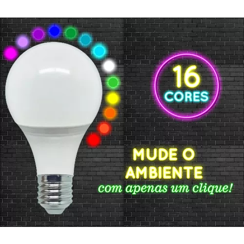 Lâmpada Bulbo 5w Rgb Com Controle Remoto Led Colorido Bivolt Muda Cor
