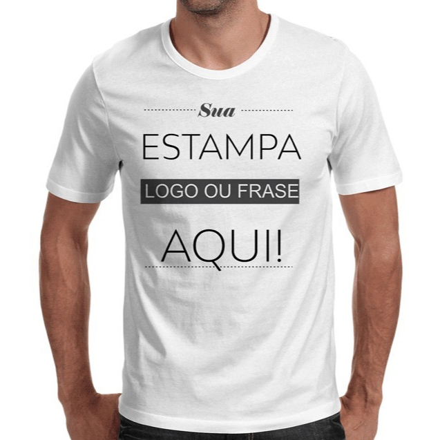 Camisa Personalizada Sua Logo Texto Foto Logomarca Frente e Costa ...