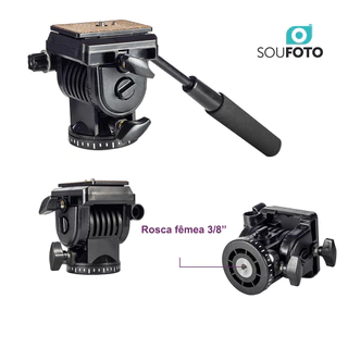Cabeça Hidráulica Fluída Profissional Sou Foto CTH-688 para Tripé Monopé Slider Criação Produção Gravação de Fotos e Vídeos