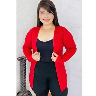 Cardigan Kimono Casaco Feminino Manga Longa Aberto Canelado