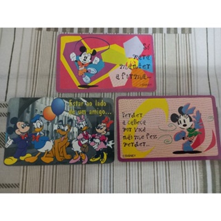 Coleção com 3 cartões antigos de aniversário Turma do Mickey Disney antigo raro vintage