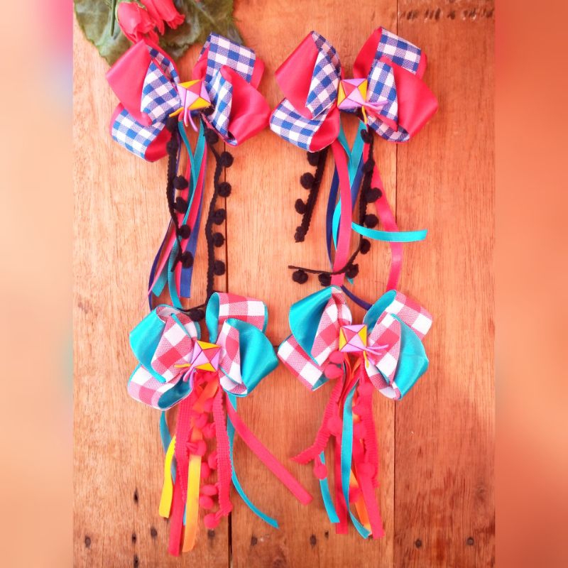 Par de laços de cabelo infantil, para festa junina, caipira, São João ...