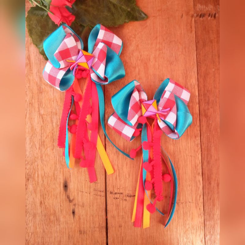 Par de laços de cabelo infantil, para festa junina, caipira, São João ...