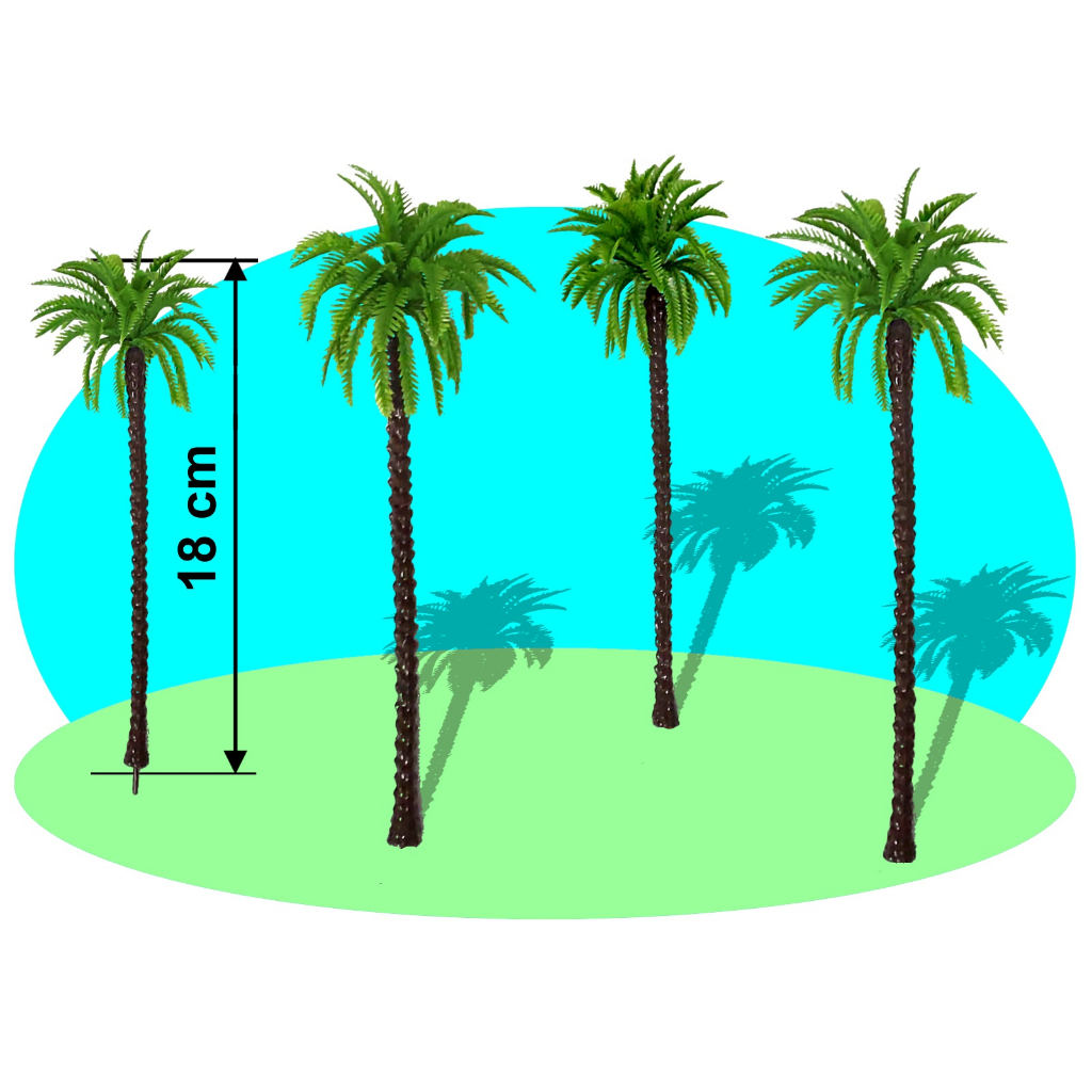4 Palmeiras H=18,0cm Coqueiro Escala Maquete Arquitetura Diorama 1:43 1/25 1/43 1/32 1:20 Ax