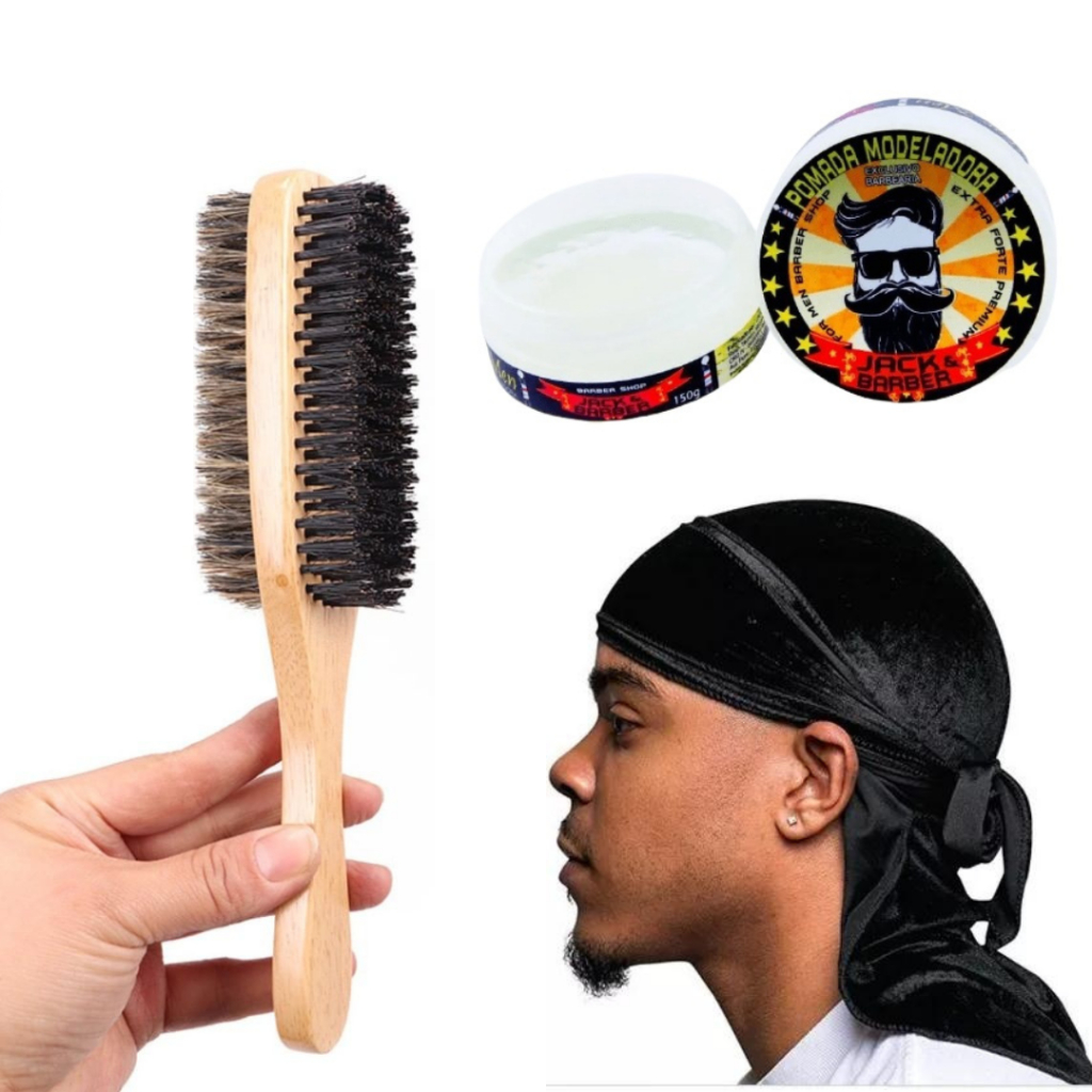 Kit Waves, Durag, Pomada e Escova Dupla Hard Soft 360waves Hip Hop EUA ...