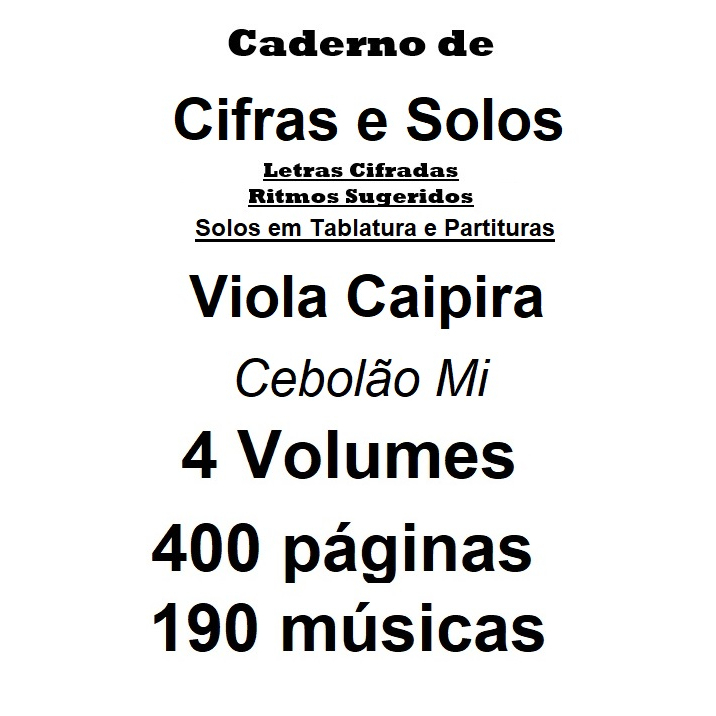 Caderno Cifras Viola Caipira Sertanejo Raiz Vol.4 – 49 Músicas em