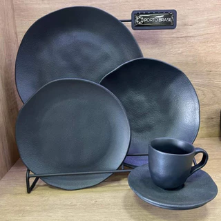 Aparelho de Jantar Geo Organico Preto Matte 04 pessoas Porto Brasil Mesa