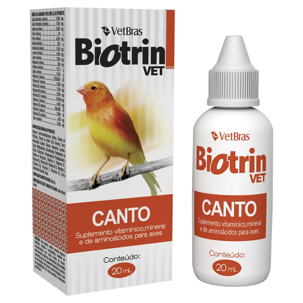 Suplemento Vitaminico Biotrin Para Estimulo do Canto de Pássaros 20ml