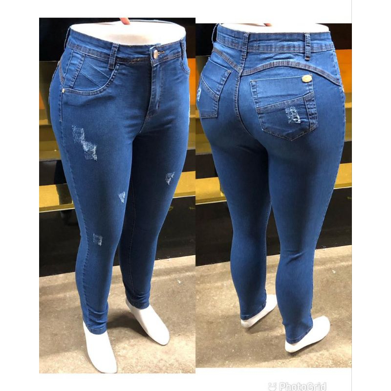 Calça Plus Size Jeans Feminina Com Lycra elastano Tamanho 47 ao 53