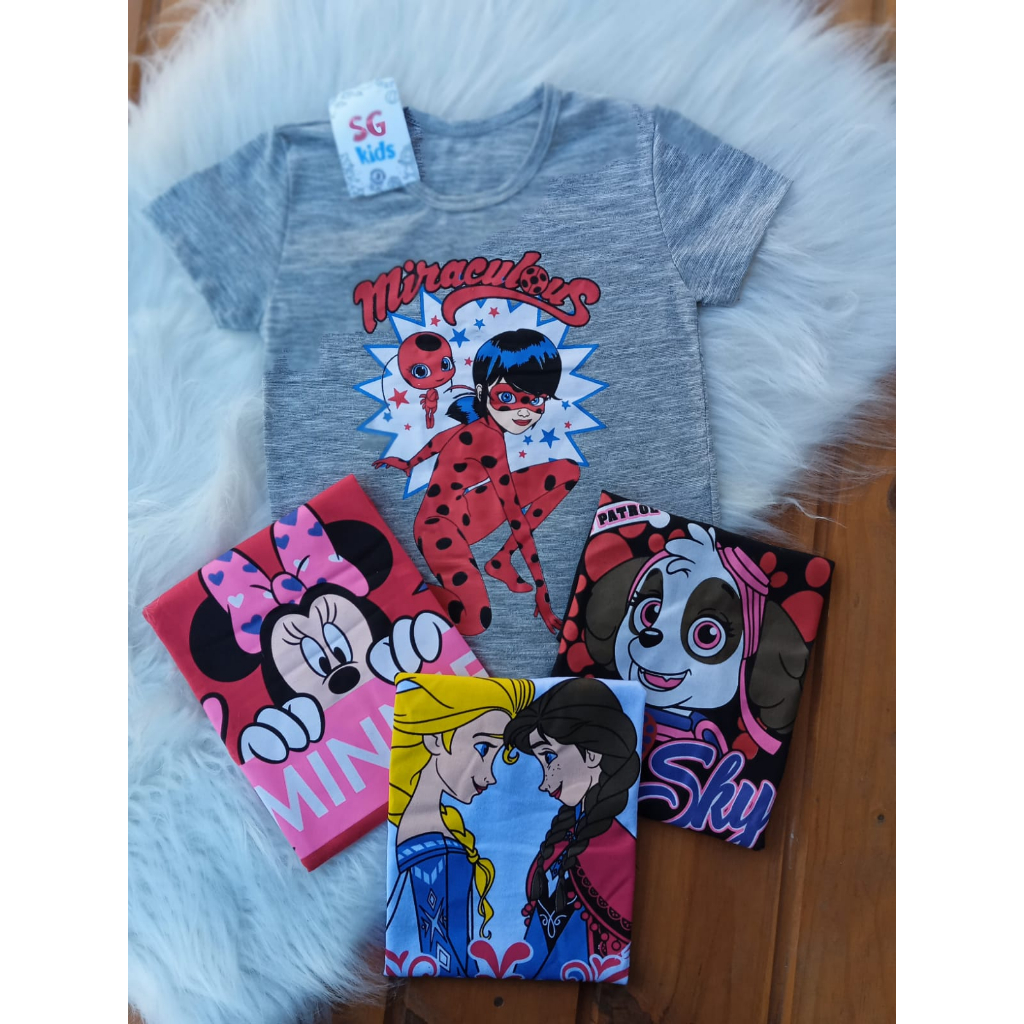 Camiseta Infantil Estampa Ladybug Miraculous Tam 4 a 10