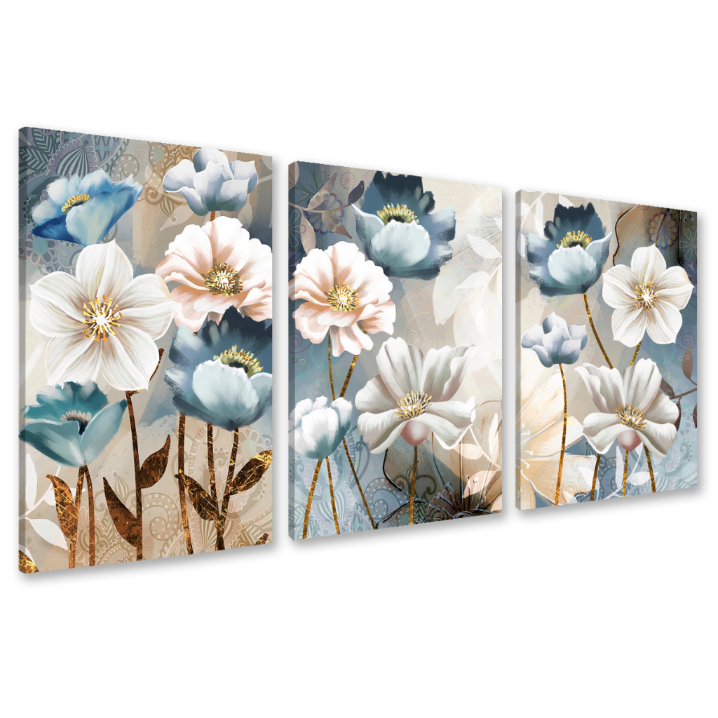 Quadro Placa Decorativo Kit 3 Peças 40x60 Sala Flores Shopee Brasil 3475